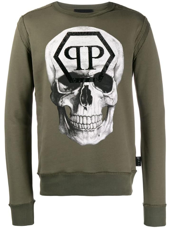 Philipp Plein Logo Skull Print Sweatshirt - Green