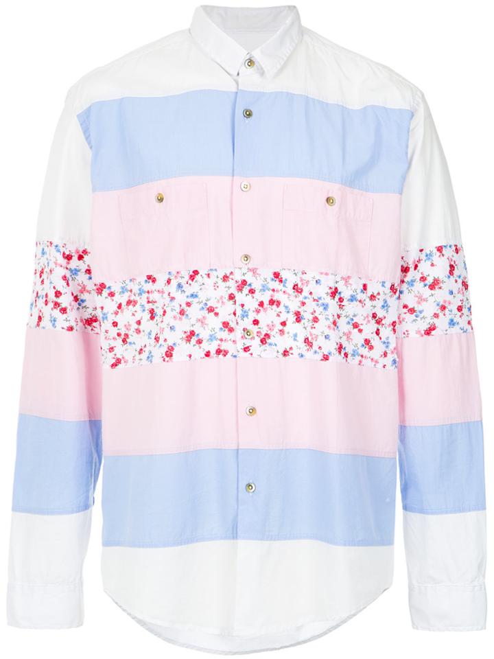 À La Garçonne Striped Panels Shirt - White