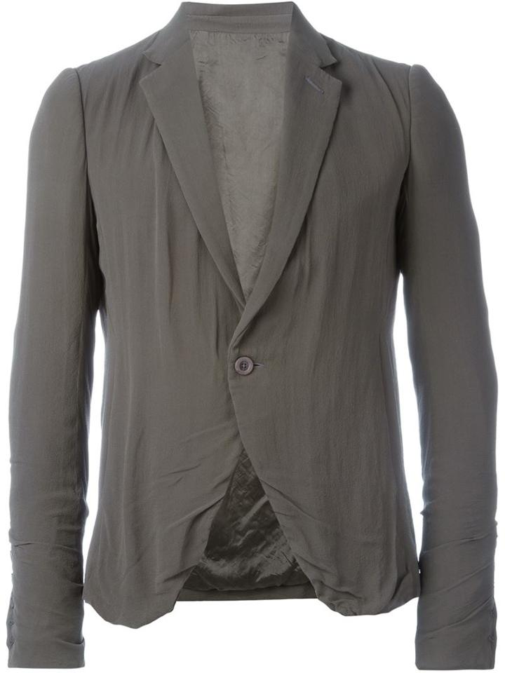Rick Owens One Button Blazer, Men's, Size: 48, Grey, Viscose/cupro/silk