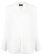 Polo Ralph Lauren Band Collar Shirt, Women's, Size: Medium, White, Mulberry Silk