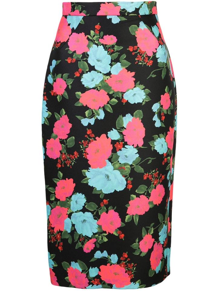 Erdem Floral Print Fitted Skirt - Black