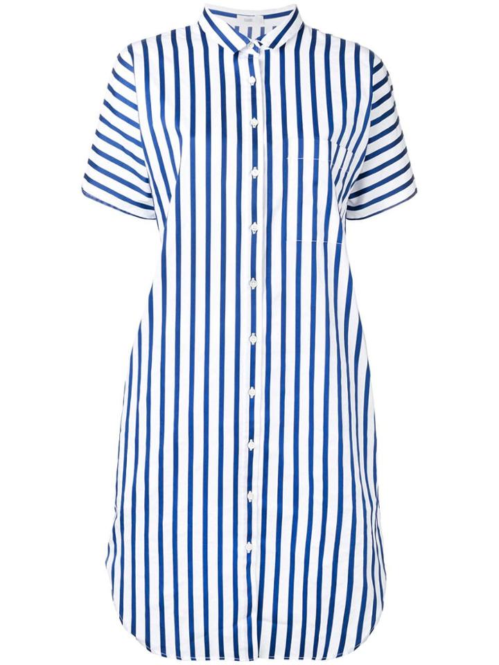 Closed Striped Shirt Dress - Blue