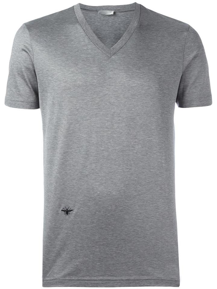 Dior Homme V-neck T-shirt, Men's, Size: Small, Grey, Cotton