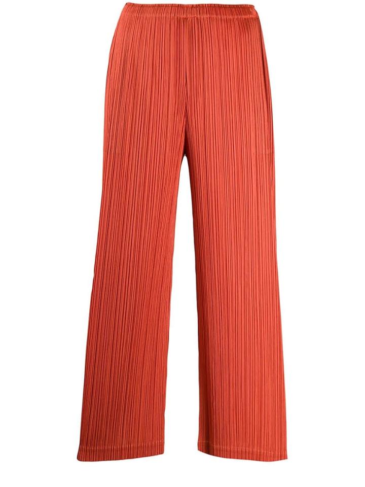 Pleats Please Issey Miyake Cropped-length Pleated Trousers - Orange