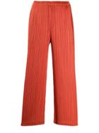 Pleats Please Issey Miyake Cropped-length Pleated Trousers - Orange