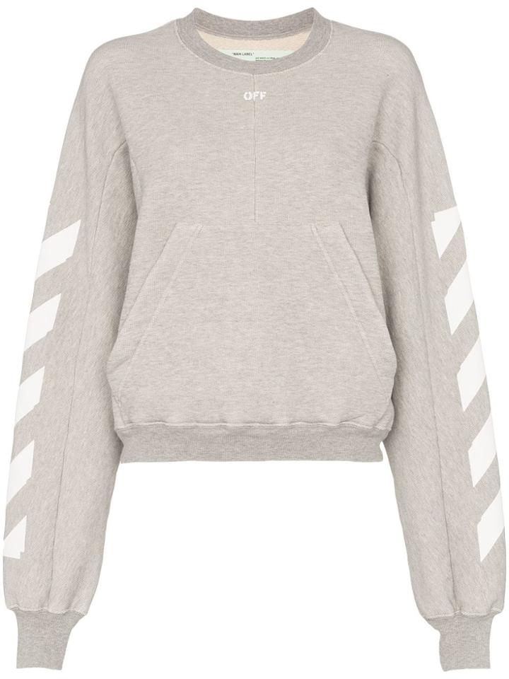 Off-white Kangaroo Pocket Boxy Fit Jumper - Grey
