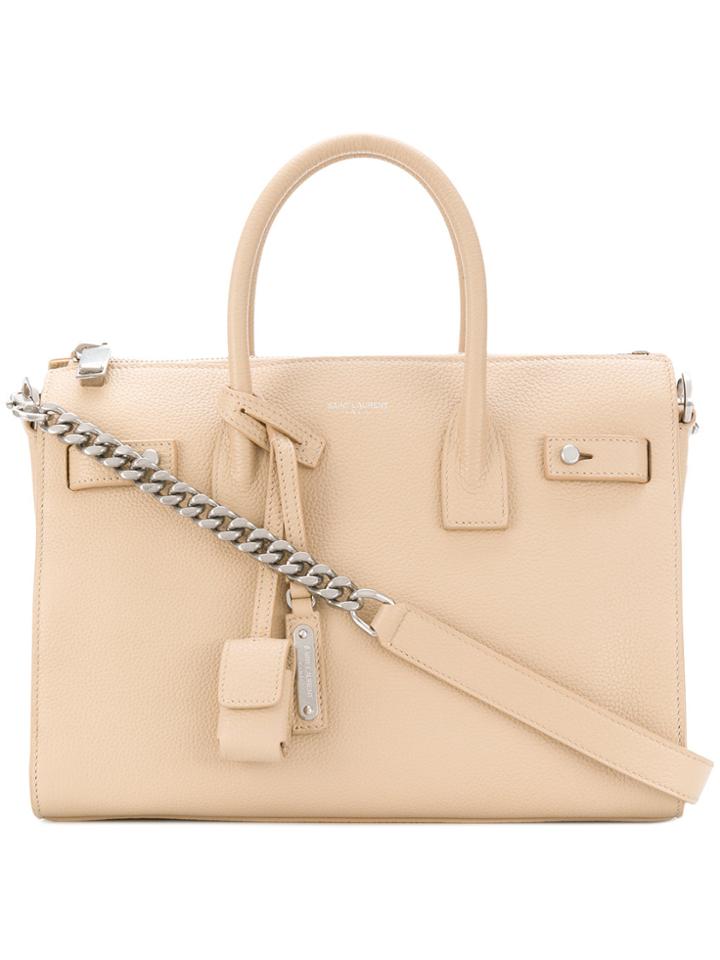 Saint Laurent Designer Nude Tote - Nude & Neutrals
