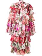 Dolce & Gabbana Peony And Rose Ruffled Chiffon Coat - Pink & Purple