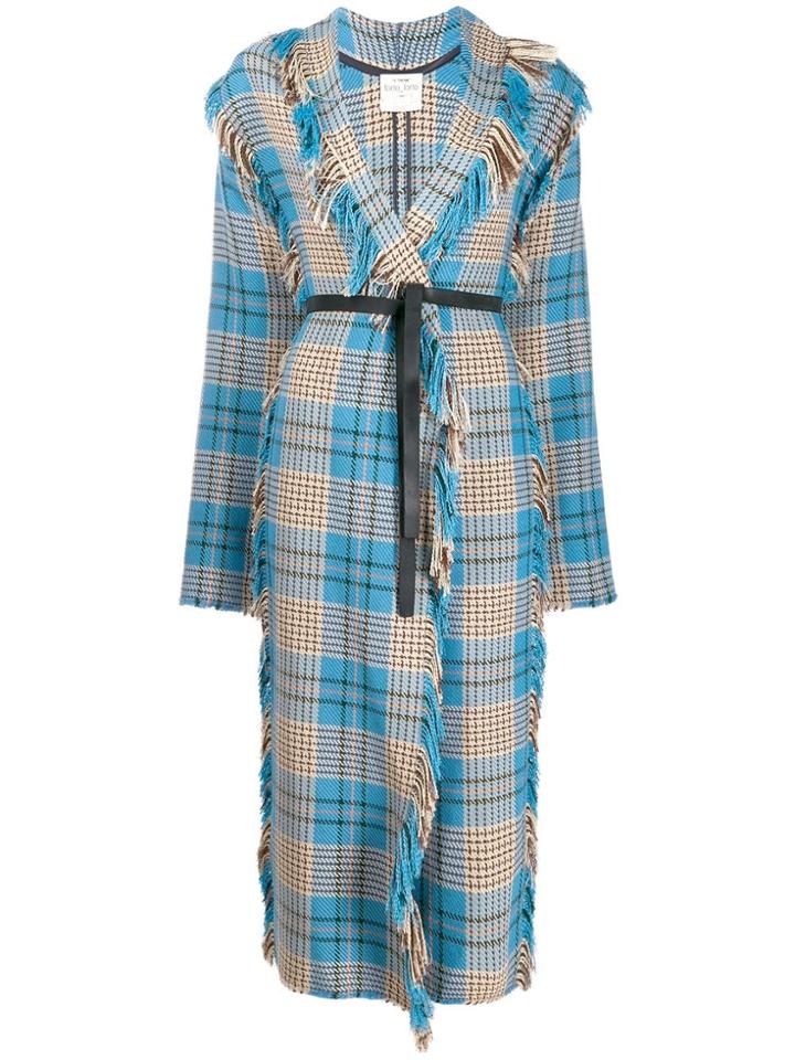 Forte Forte Tie-fastening Fringed Coat - Blue
