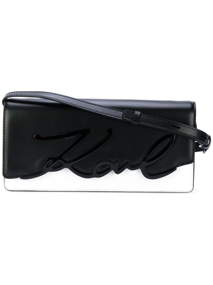 Karl Lagerfeld Embossed Logo Shoulder Bag - Black