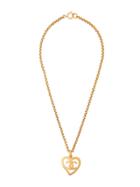 Chanel Vintage Chanel Heart Motif Pendant Necklace - Metallic
