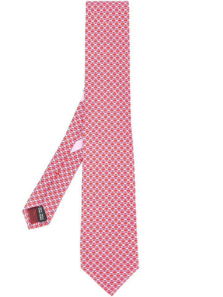 Salvatore Ferragamo Chained Gancini Print Tie - Red