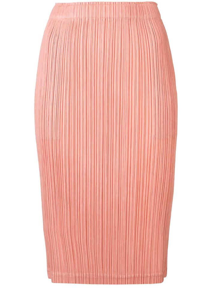 Pleats Please By Issey Miyake Pleated Straight Skirt - Pink & Purple