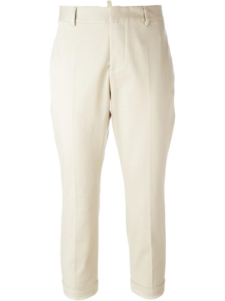 Dsquared2 Cropped Trousers, Women's, Size: 40, Nude/neutrals, Cotton/spandex/elastane/polyester