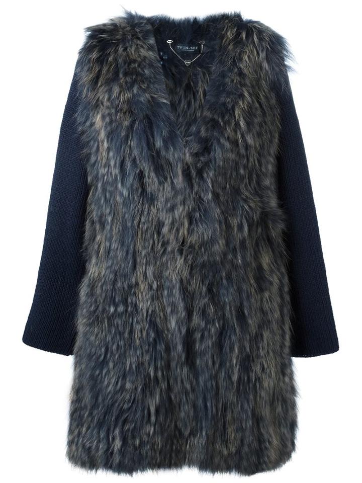 Twin-set Cotton Sleeves Fur Coat