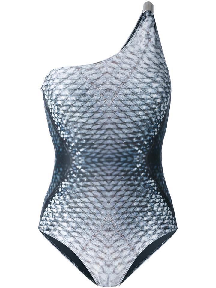 Mona - Asymmetric Icelandic Swimsuit - Women - Polyester/spandex/elastane - L, Blue, Polyester/spandex/elastane