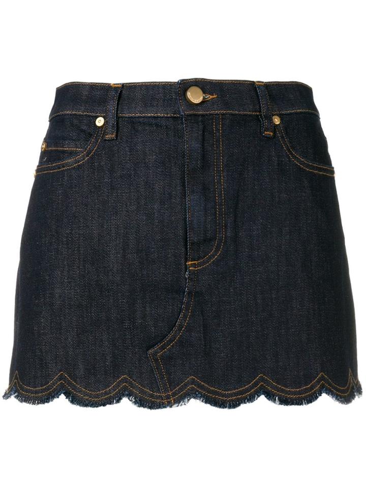 Red Valentino Scallop Denim Mini Skirt - Blue