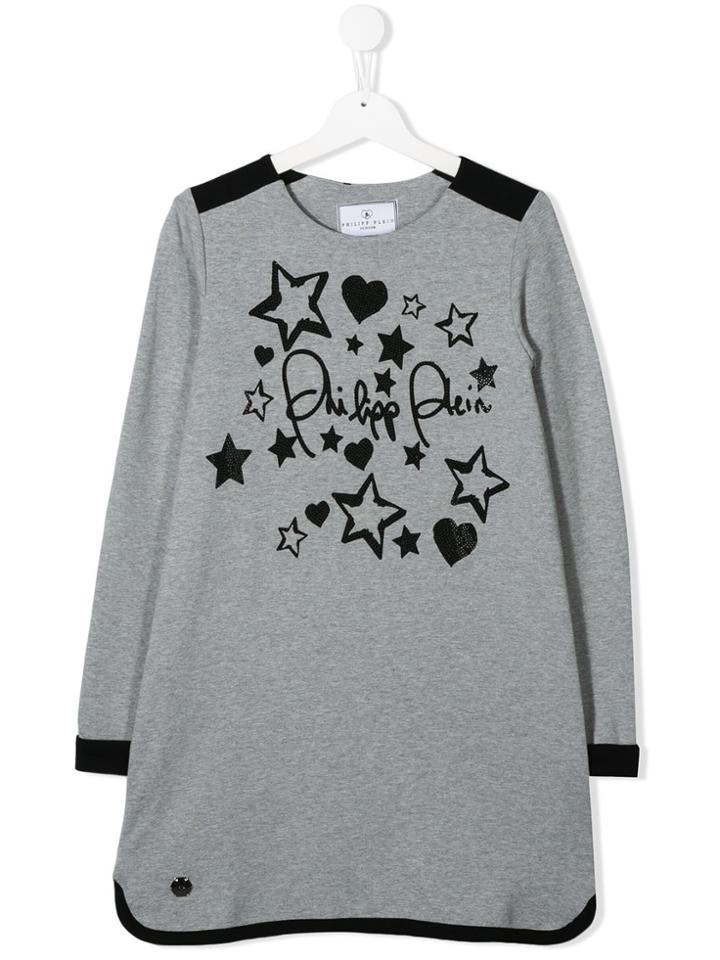 Philipp Plein Junior Teen Logo Printed Sweater Dress - Grey
