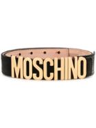 Moschino Velvet Logo Belt - Black