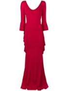 Fisico Ruffle Cuff Long Gown - Red