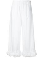 Erika Cavallini - Ruffled Detail Cropped Trousers - Women - Cotton - 48, White, Cotton