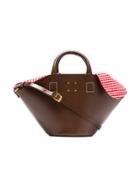 Trademark Brown Small Leather Basket Gingham Bag