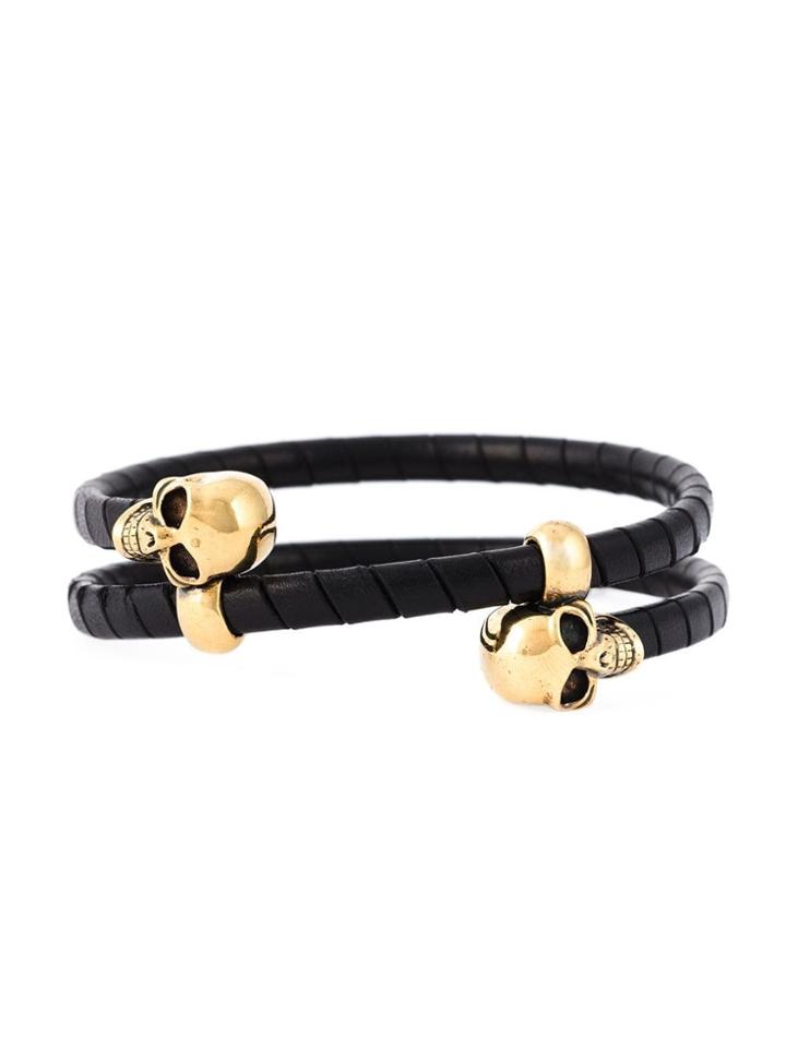 Alexander Mcqueen Double Skull Motif Bracelet - Black