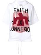 Faith Connexion Logo Print Short Sleeve Hoodie - White