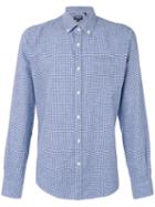 Woolrich - Checkered Shirt - Men - Cotton/linen/flax - M, Blue, Cotton/linen/flax