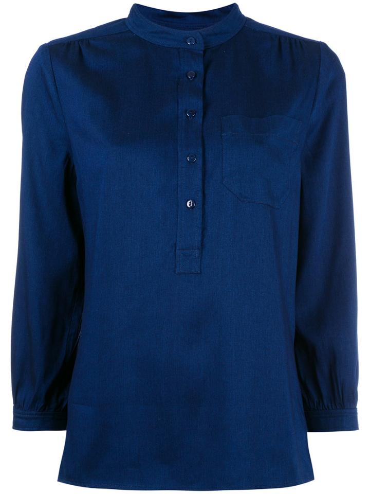 A.p.c. V-neck Blouse, Women's, Size: 38, Blue, Viscose/tencel