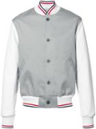 Thom Browne - Varsity Bomber Jacket - Men - Cotton/calf Leather - 3, Grey, Cotton/calf Leather