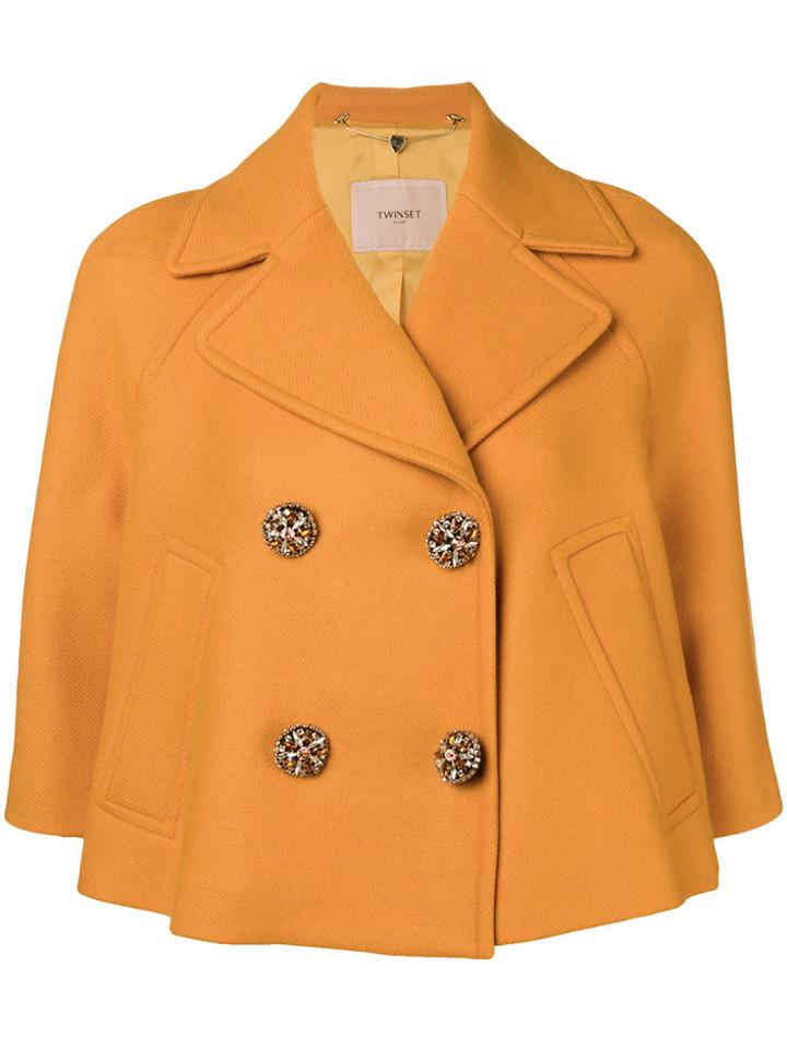 Twin-set Cropped Double Breasted Jacket - Yellow & Orange