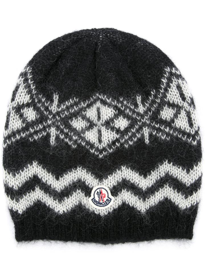 Moncler Patterned Beanie Hat - Black