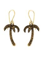 Saint Laurent Palm Tree Earrings, Women's, Metallic