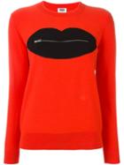 Sonia By Sonia Rykiel Zip Detail 'lip' Print Jumper