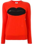 Sonia By Sonia Rykiel Zip Detail 'lip' Print Jumper