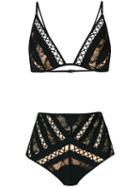 Zimmermann - Lace Insert Bikini - Women - Polyamide/spandex/elastane - 1, Black, Polyamide/spandex/elastane