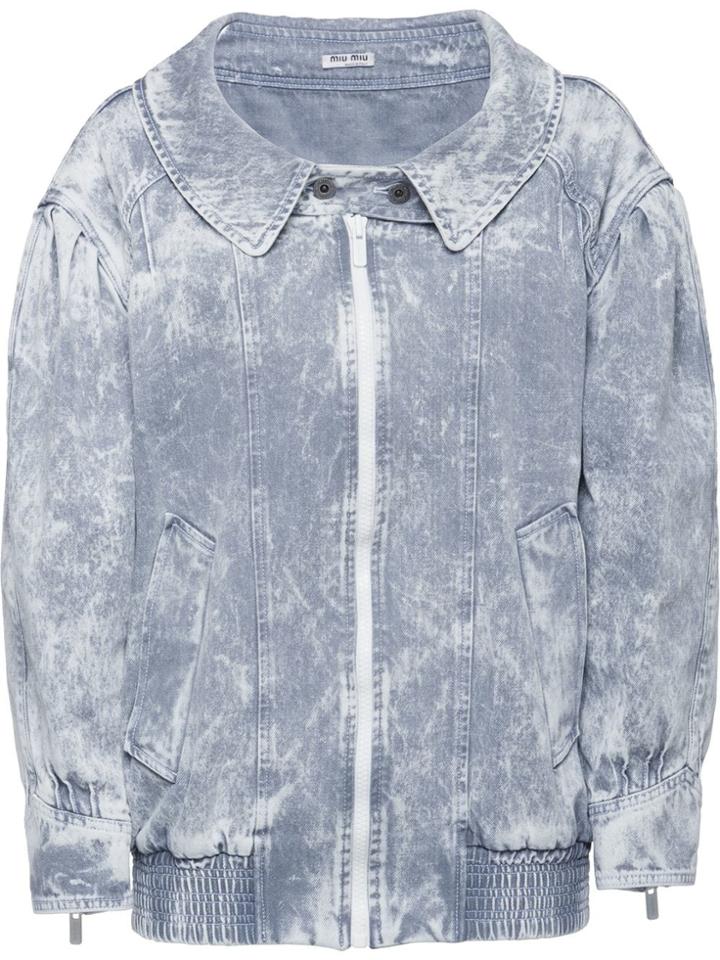 Miu Miu Marbled Effect Denim Jacket - Grey