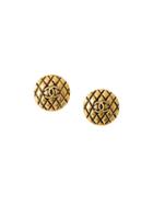 Chanel Vintage Cc Quilted Button Clip-on Earrings, Women's, Metallic
