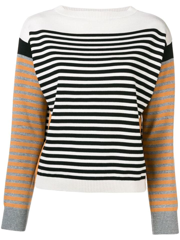 Alberta Ferretti Colour-block Striped Sweater - White
