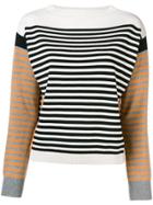 Alberta Ferretti Colour-block Striped Sweater - White