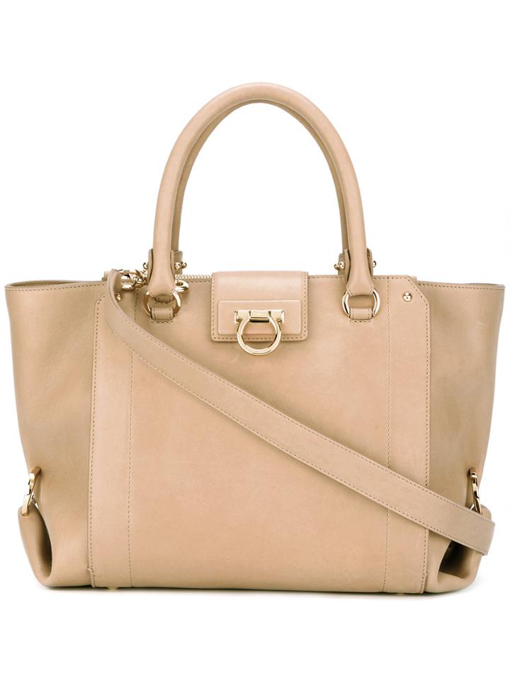 Salvatore Ferragamo 'sofia' Tote - Nude & Neutrals