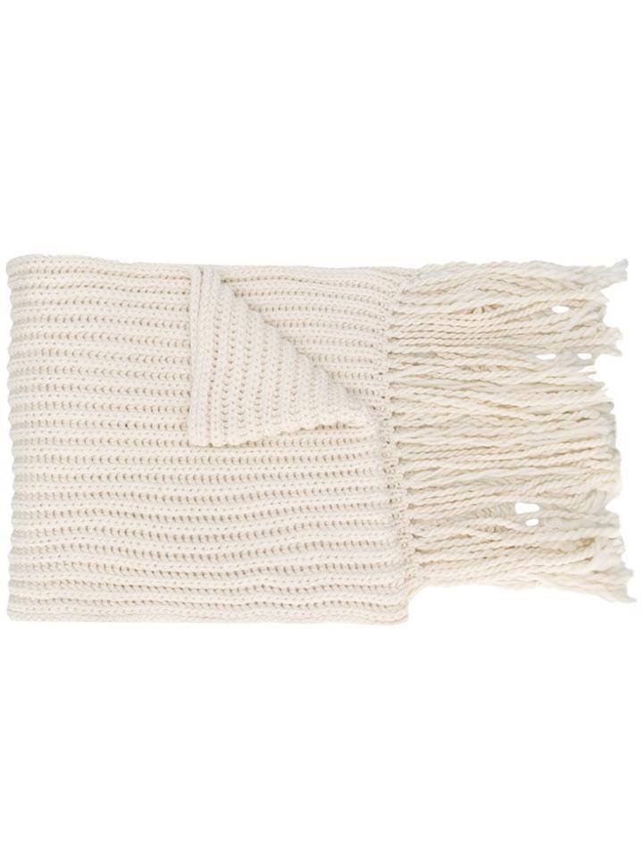 Joseph Knitted Wool Scarf - Neutrals