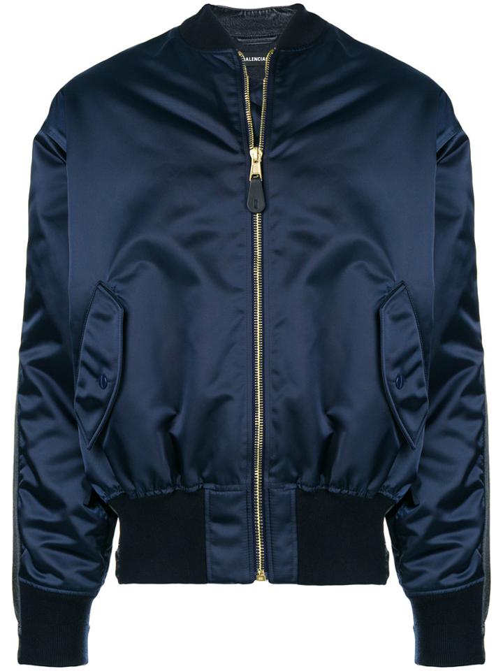 Balenciaga Bomber Denim Jacket - Blue
