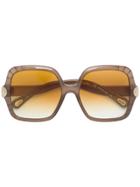 Chloé Eyewear Scallop Edge Oversize Sunglasses - Nude & Neutrals