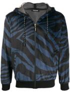 Roberto Cavalli Zebra-print Hooded Jacket - Black