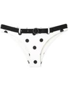 Solid & Striped Belted Bikini Bottom - White