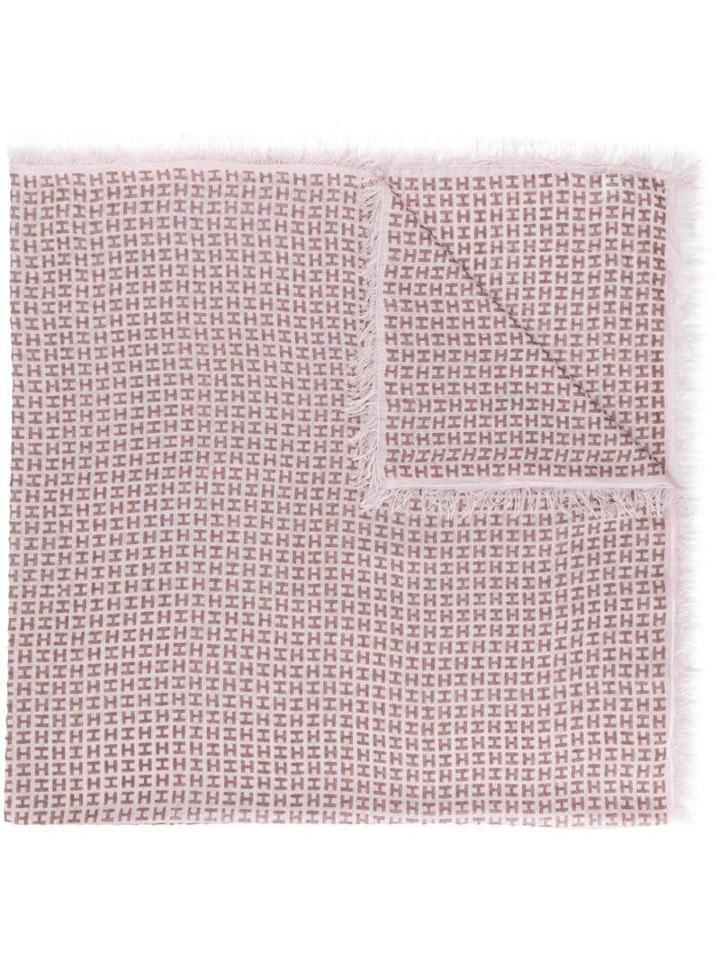 Hemisphere Fringed Logo Scarf - Pink