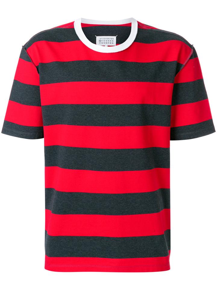 Maison Margiela Striped Short Sleeve T-shirt - Grey