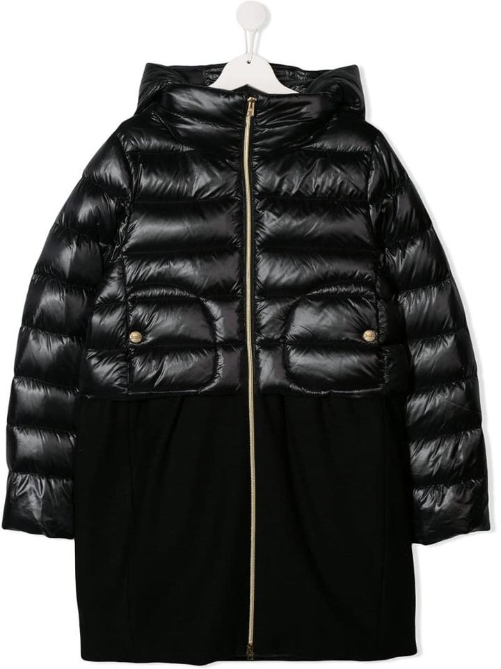 Herno Kids Teen Contrast Panel Down Jacket - Black